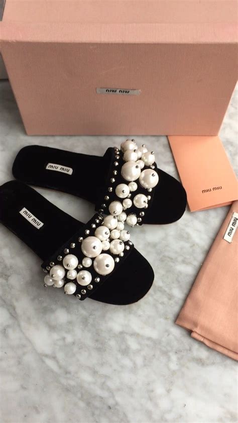 miu miu slippers with pearls